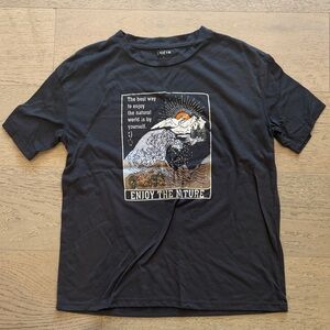 Black Graphic 'Enjoy The Nature' Short Sleeve Tee